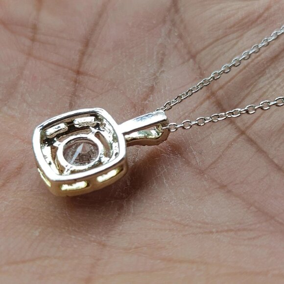 Fashion Necklace Silver Tone Pink Crystal Pendant Fashion Jewelry - Picture 8 of 13